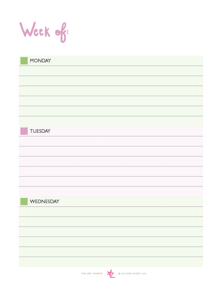 The Dry Month Planner