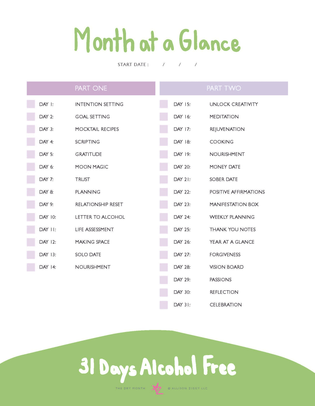 The Dry Month Planner