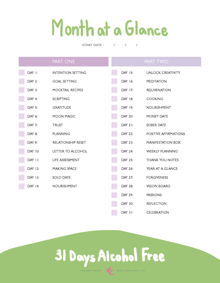 The Dry Month Planner